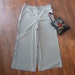 CYNTHIA ROWLEY FLOWY SILKY STRIPED PANTS sz-6 W/ EMBROIDERED SATIN PURSE